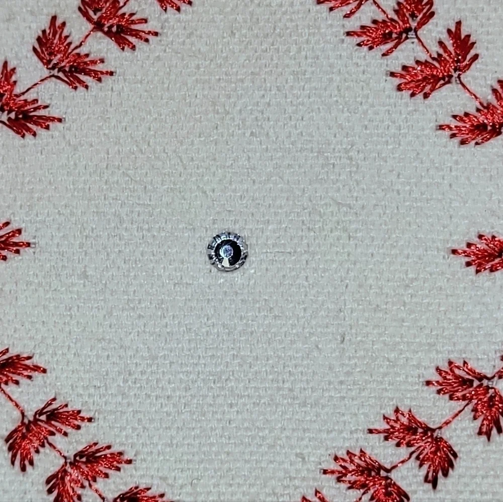 Enchanté Accessories White Red Embroidered Snowflakes Rhinestones Pompom Pillow